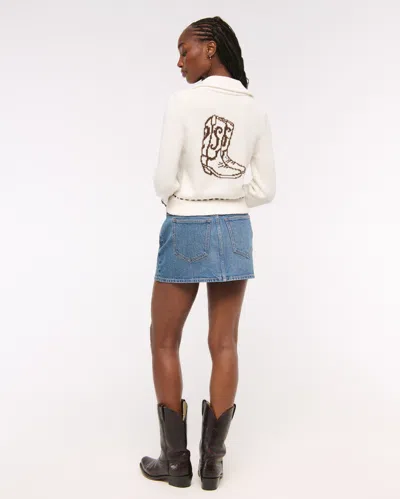 Abercrombie & Fitch Double Zipper Western Cardigan In White