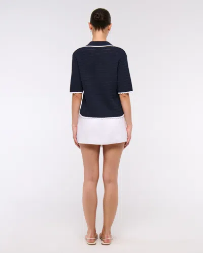 Abercrombie & Fitch Short-sleeve Crochet-style Polo In Blue