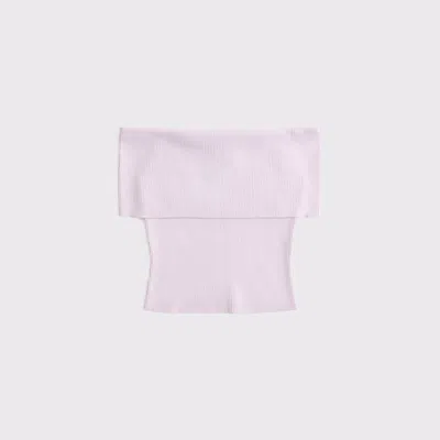 Abercrombie & Fitch Foldover Off-the-shoulder Sweater Top In Pink