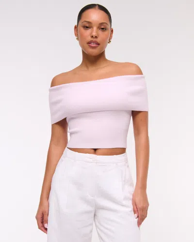 Abercrombie & Fitch Foldover Off-the-shoulder Sweater Top In Pink