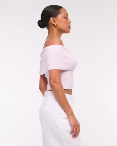 Abercrombie & Fitch Foldover Off-the-shoulder Sweater Top In Pink
