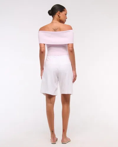 Abercrombie & Fitch Foldover Off-the-shoulder Sweater Top In Pink