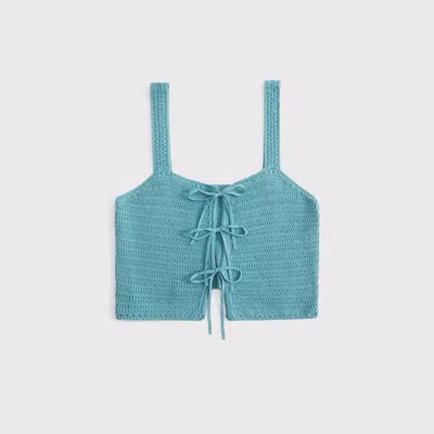 Abercrombie & Fitch Crochet-style Tie-front Tank In Blue