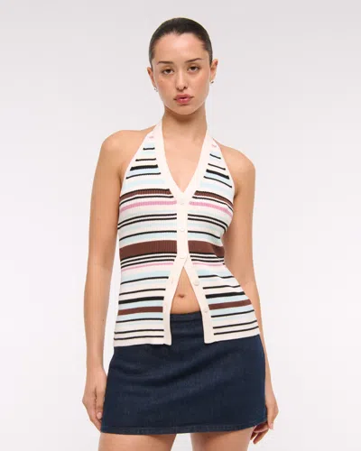 Abercrombie & Fitch Ribbed Halter Sweater Vest In Multi