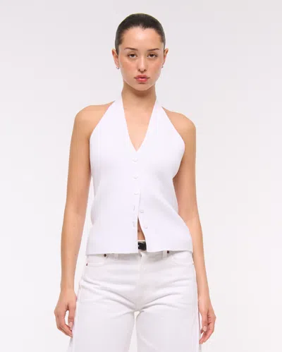 Abercrombie & Fitch Ribbed Halter Sweater Vest In White
