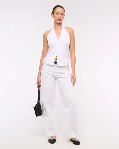 Abercrombie & Fitch Ribbed Halter Sweater Vest In White