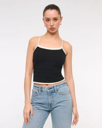 Abercrombie & Fitch Crochet-style Tie-back Tank In Black
