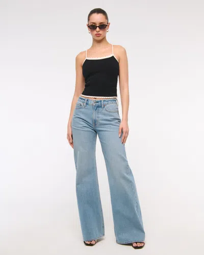 Abercrombie & Fitch Crochet-style Tie-back Tank In Black