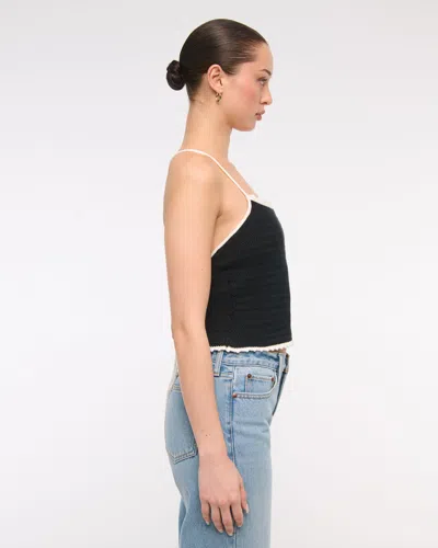 Abercrombie & Fitch Crochet-style Tie-back Tank In Black