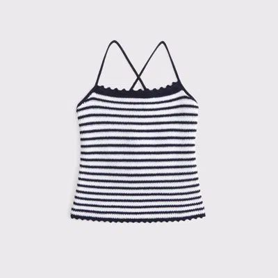 Abercrombie & Fitch Crochet-style Tie-back Tank In Blue