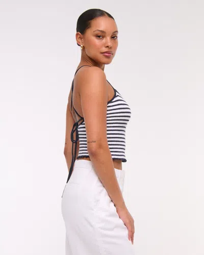 Abercrombie & Fitch Crochet-style Tie-back Tank In Blue