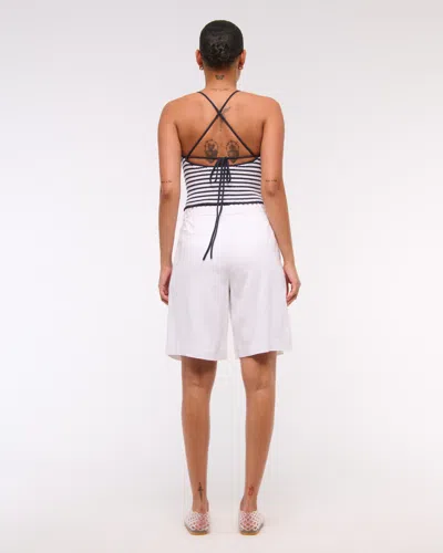 Abercrombie & Fitch Crochet-style Tie-back Tank In Blue