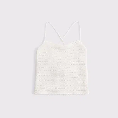 Abercrombie & Fitch Crochet-style Tie-back Tank In White