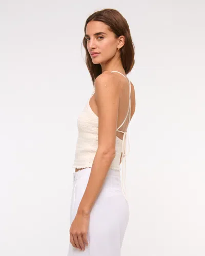 Abercrombie & Fitch Crochet-style Tie-back Tank In White