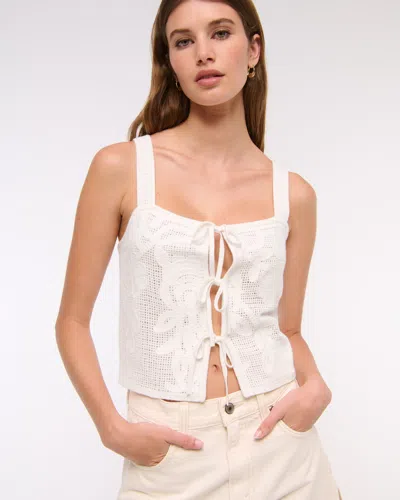 Abercrombie & Fitch Crochet-style Tie-front Tank In White
