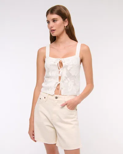 Abercrombie & Fitch Crochet-style Tie-front Tank In White