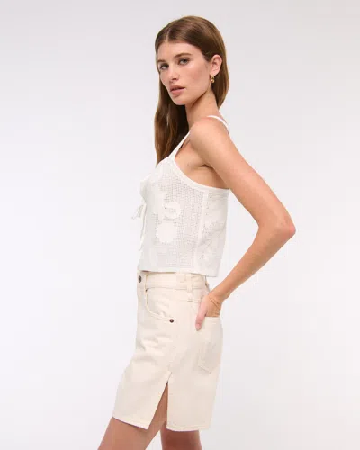 Abercrombie & Fitch Crochet-style Tie-front Tank In White
