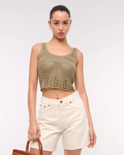 Abercrombie & Fitch Open-stitch Lurex Sweater Tank In Green