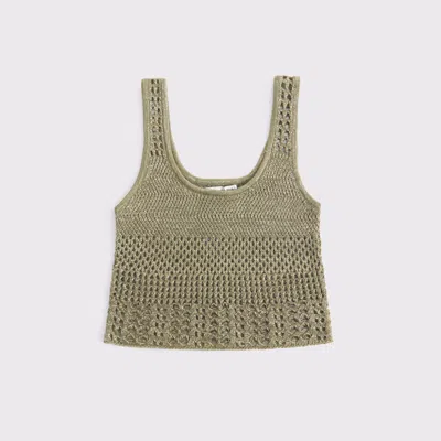 Abercrombie & Fitch Open-stitch Lurex Sweater Tank In Green