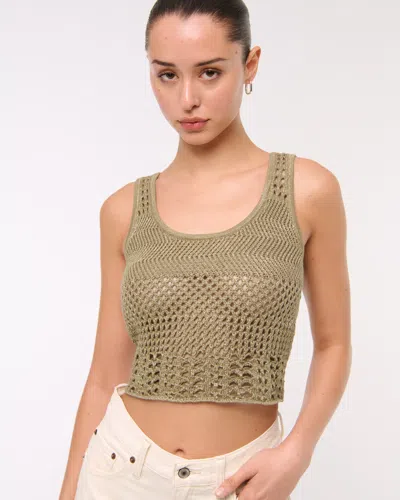 Abercrombie & Fitch Open-stitch Lurex Sweater Tank In Green