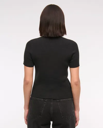 Abercrombie & Fitch Short-sleeve Tie-front Cardigan In Black