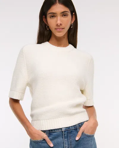 Abercrombie & Fitch The A&f Madeline Textural Crew Sweater Tee In White