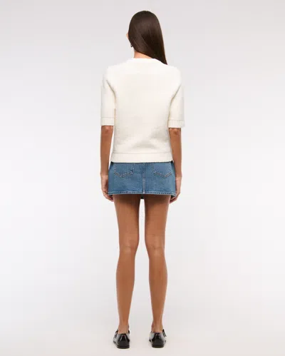 Abercrombie & Fitch The A&f Madeline Textural Crew Sweater Tee In White