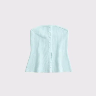 Abercrombie & Fitch Ottoman Button-front Tube Top In Blue