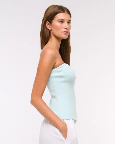 Abercrombie & Fitch Ottoman Button-front Tube Top In Blue