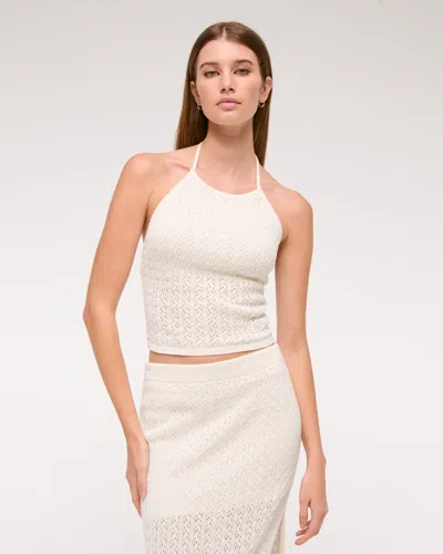 Abercrombie & Fitch Crochet-style Open Back Tank In White