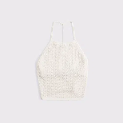 Abercrombie & Fitch Crochet-style Open Back Tank In White