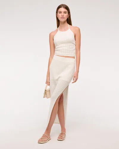 Abercrombie & Fitch Crochet-style Open Back Tank In White