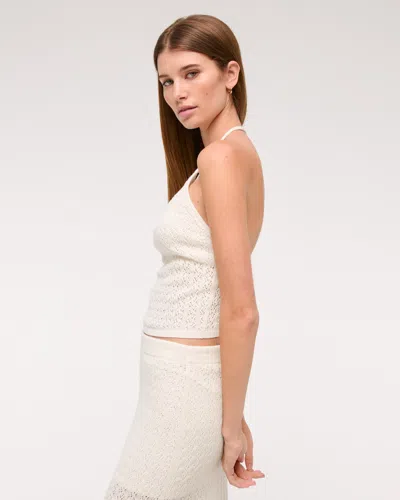 Abercrombie & Fitch Crochet-style Open Back Tank In White