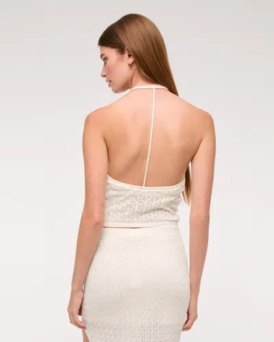 Abercrombie & Fitch Crochet-style Open Back Tank In White