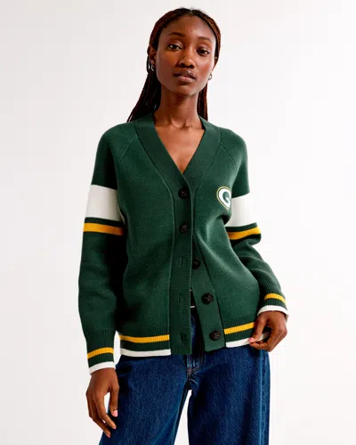 Abercrombie & Fitch Green Bay Packers Luxeloft Cardigan In Green
