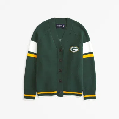 Abercrombie & Fitch Green Bay Packers Luxeloft Cardigan In Green