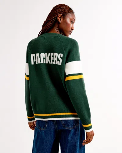 Abercrombie & Fitch Green Bay Packers Luxeloft Cardigan In Green