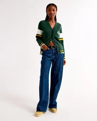 Abercrombie & Fitch Green Bay Packers Luxeloft Cardigan In Green