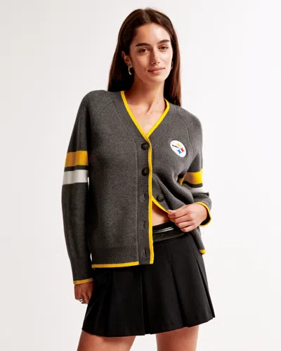 Abercrombie & Fitch Pittsburgh Steelers Luxeloft Cardigan In Brown