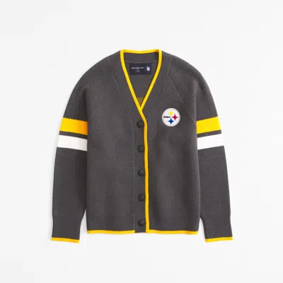 Abercrombie & Fitch Pittsburgh Steelers Luxeloft Cardigan In Brown