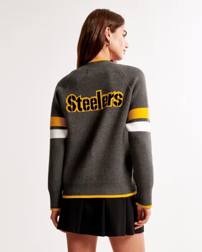 Abercrombie & Fitch Pittsburgh Steelers Luxeloft Cardigan In Brown