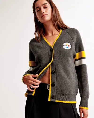 Abercrombie & Fitch Pittsburgh Steelers Luxeloft Cardigan In Brown