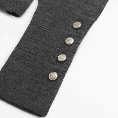 Abercrombie & Fitch Merino Wool Button Sleeve Mockneck Top In Gray