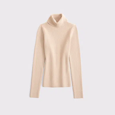 Abercrombie & Fitch Luxeloft Lurex Slim Ribbed Turtleneck Top In Neutral