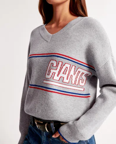Abercrombie & Fitch New York Giants Luxeloft V-neck Sweater In Gray