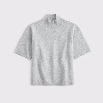 Abercrombie & Fitch Lurex Mockneck Sweater Tee In Green