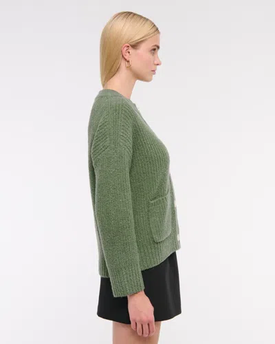 Abercrombie & Fitch Relaxed Hardware Crew Cardigan In Green