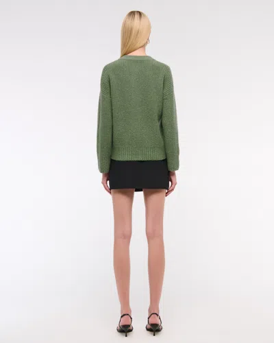 Abercrombie & Fitch Relaxed Hardware Crew Cardigan In Green