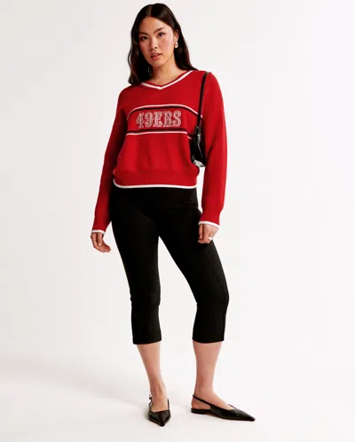 Abercrombie & Fitch San Francisco 49ers Luxeloft V-neck Sweater In Red