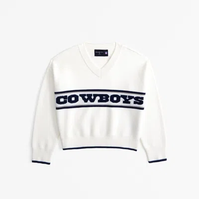 Abercrombie & Fitch Dallas Cowboys Luxeloft V-neck Sweater In White